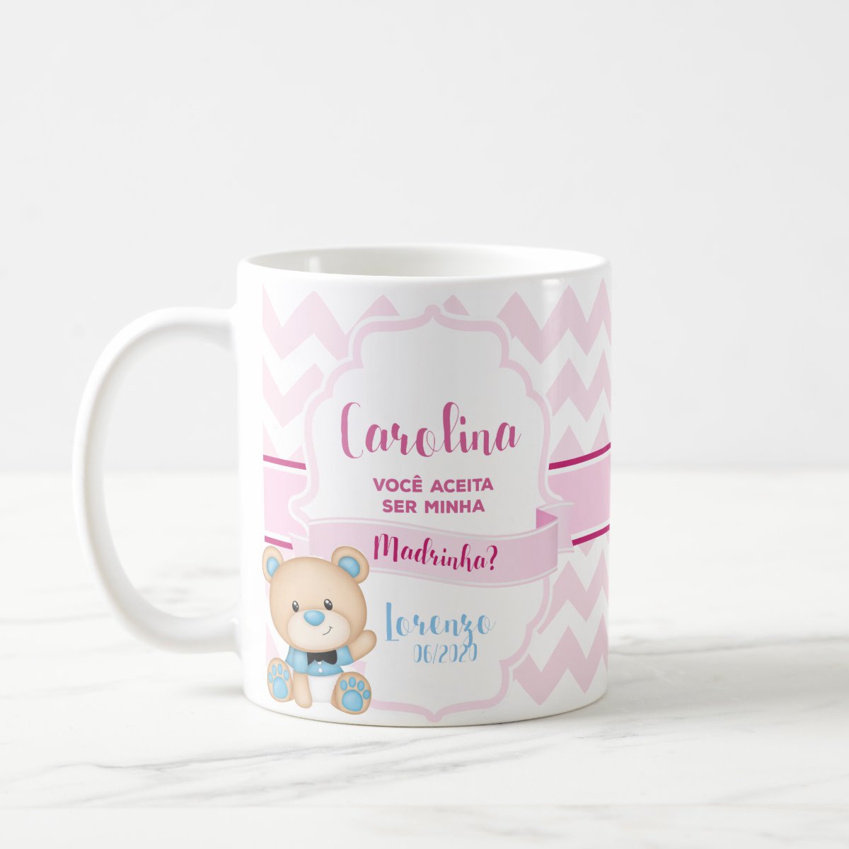 Caneca de Cerâmica Personalizada Madrinha Batizado Urso - Batizado (Madrinha)