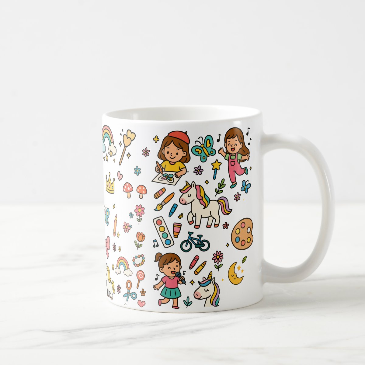 Branco / Infância Meninas caneca polimero infantil feminina presente