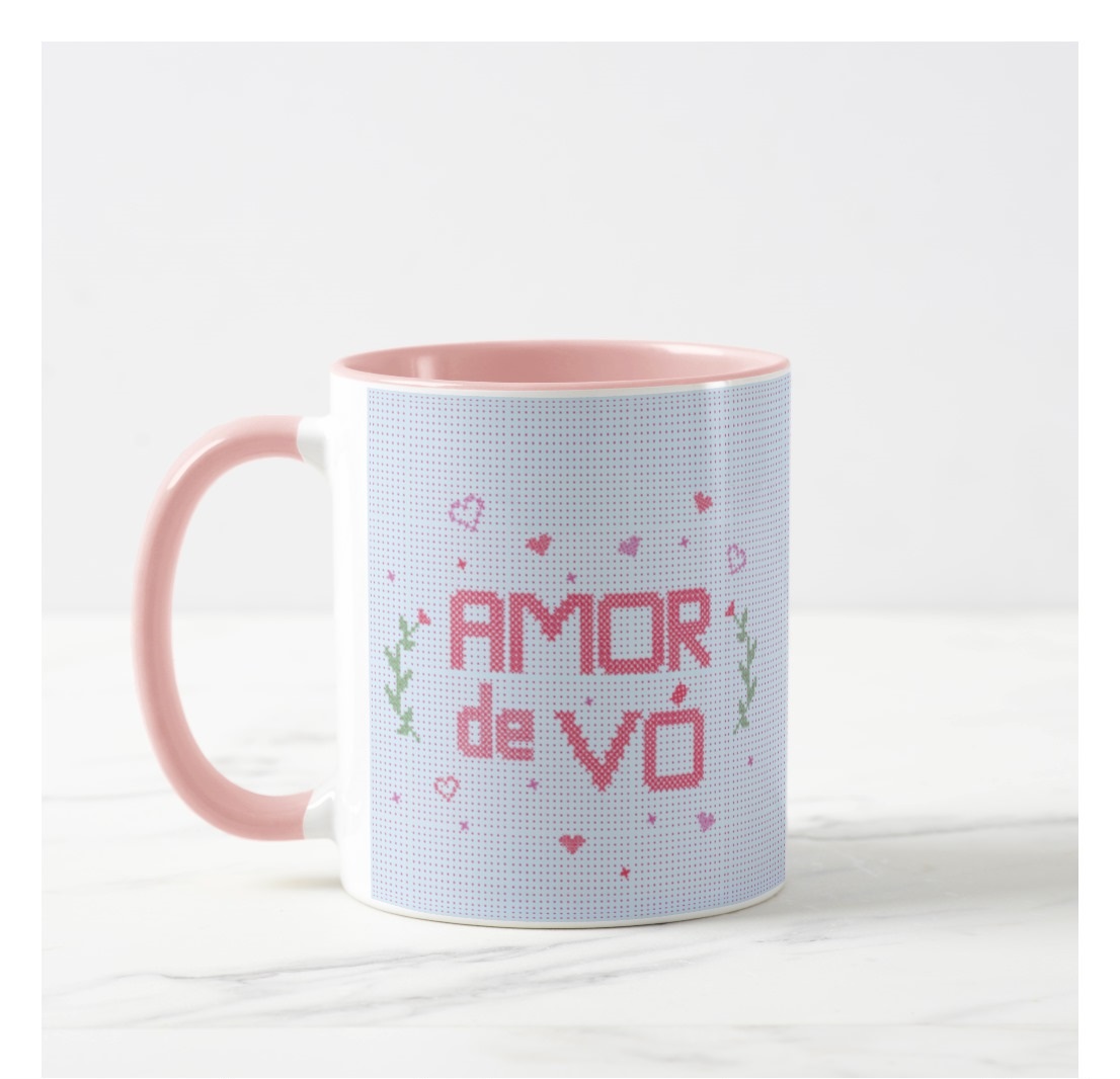 Caneca Present Avó Amor de Vó Bordado - Família (Avó/Avô)