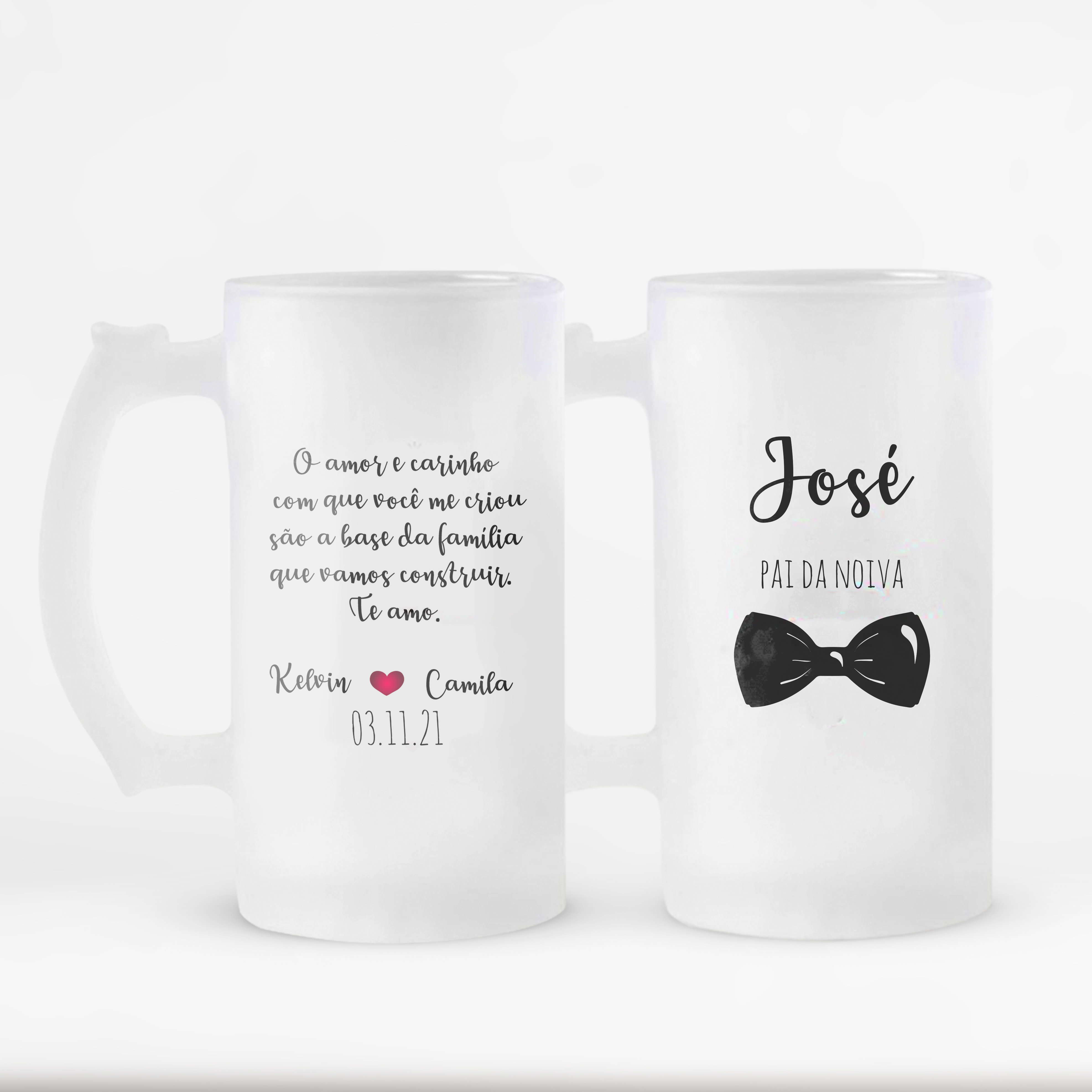 Kit 2 Canecas Personalizadas Chopp Casamento Pais dos Noivos
