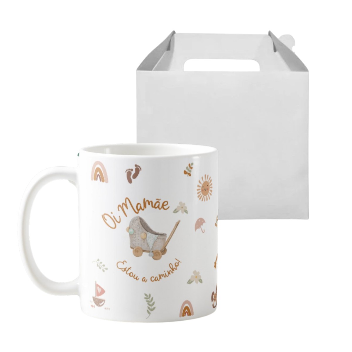 Kit Canecas Oi Mamãe Oi Papai Boho Chá Revelação Bebê
