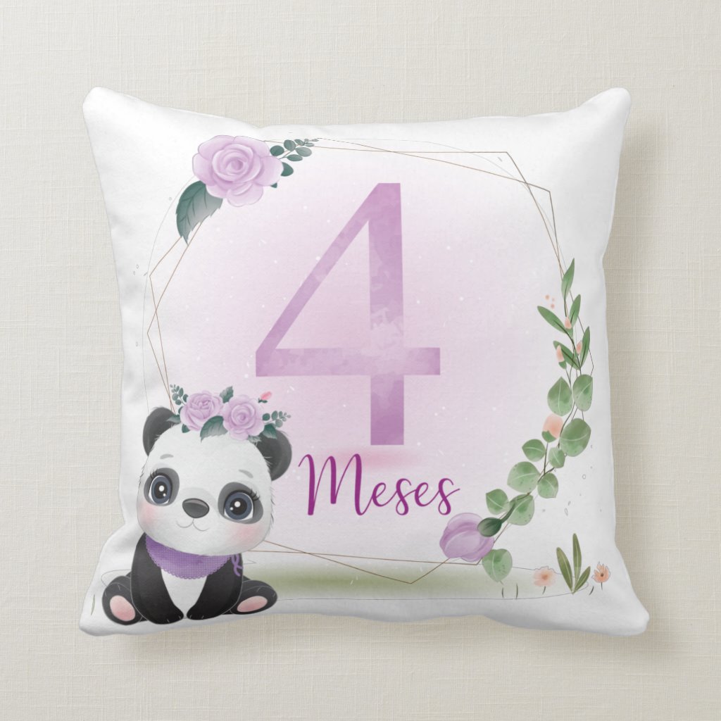 Almofada Mesversário Bebê Menina Infantil Mês 4 Safari Baby - Família (Bebê)
