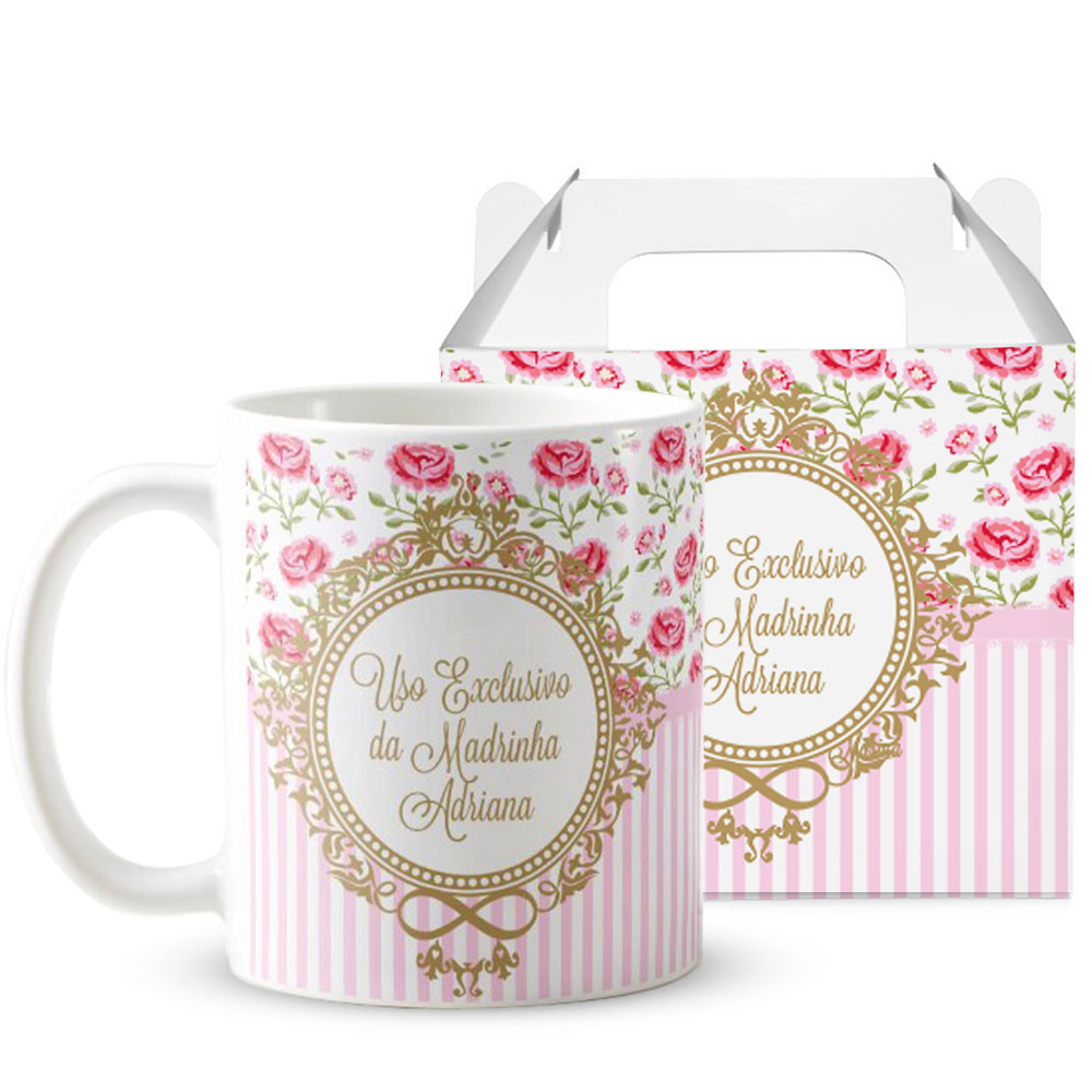 Caneca Feminina Presente Madrinha Batismo Crisma Batizado - Batizado (Madrinha)