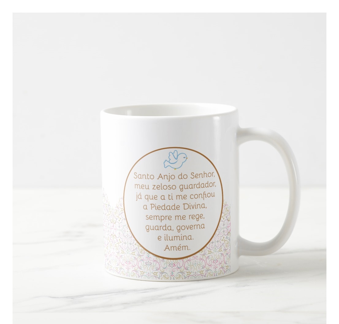 Caneca Personalizada Madrinha De Batizado Convite Anjinha Branco Anjinha