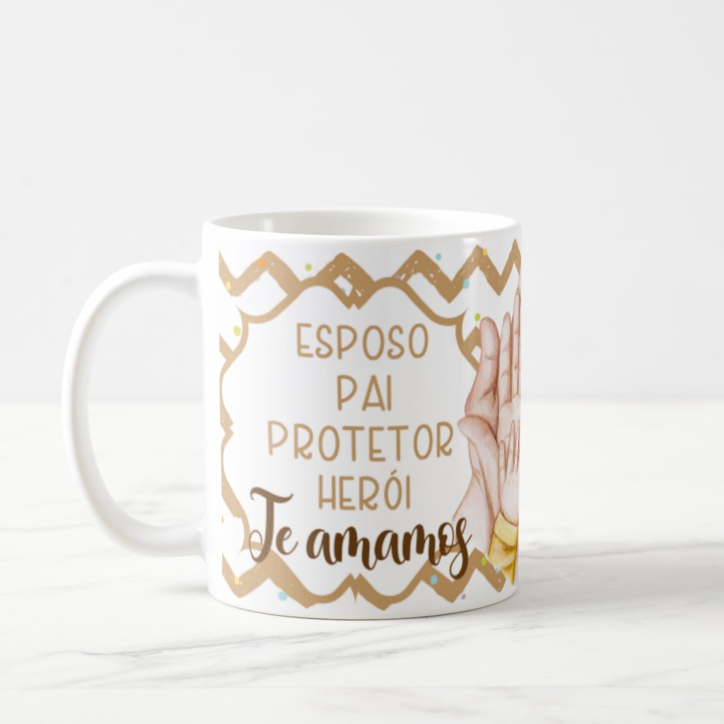Caneca Presente Para Pai E Esposo Protetor - Dia Dos Pais Branco - Família (Pai)