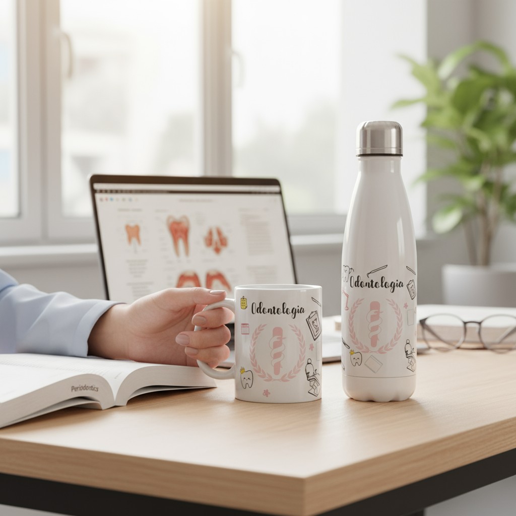 Conjunto Garrafa Térmica e Caneca Personalizada Odontologia