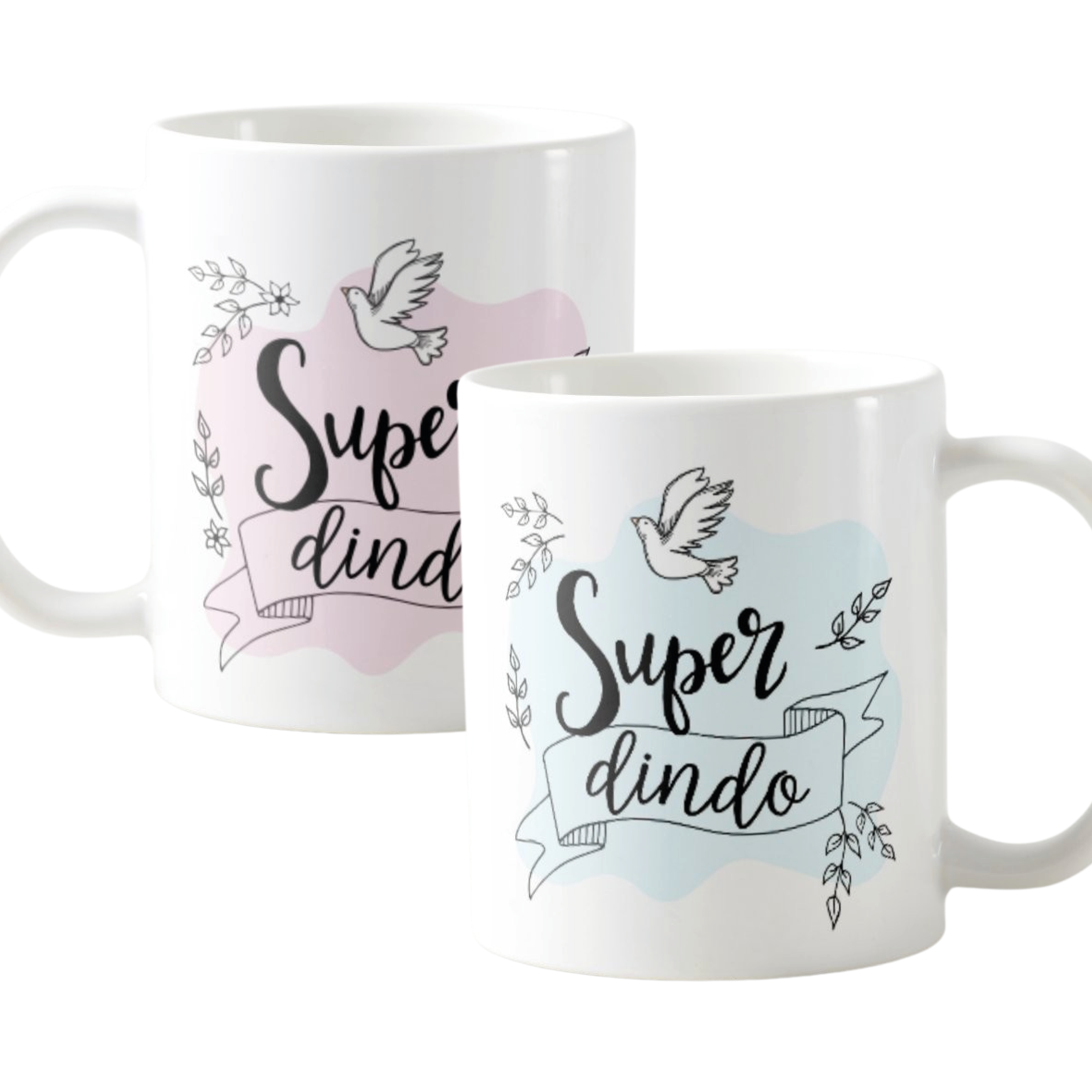 Kit Canecas Lembrança Padrinhos Batismo Super Dinda e Dindo - Batizado (Padrinho)