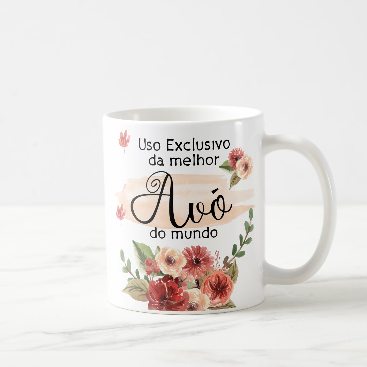 Caneca Personalizada Exclusiva p/ Melhor Avô do Mundo Floral