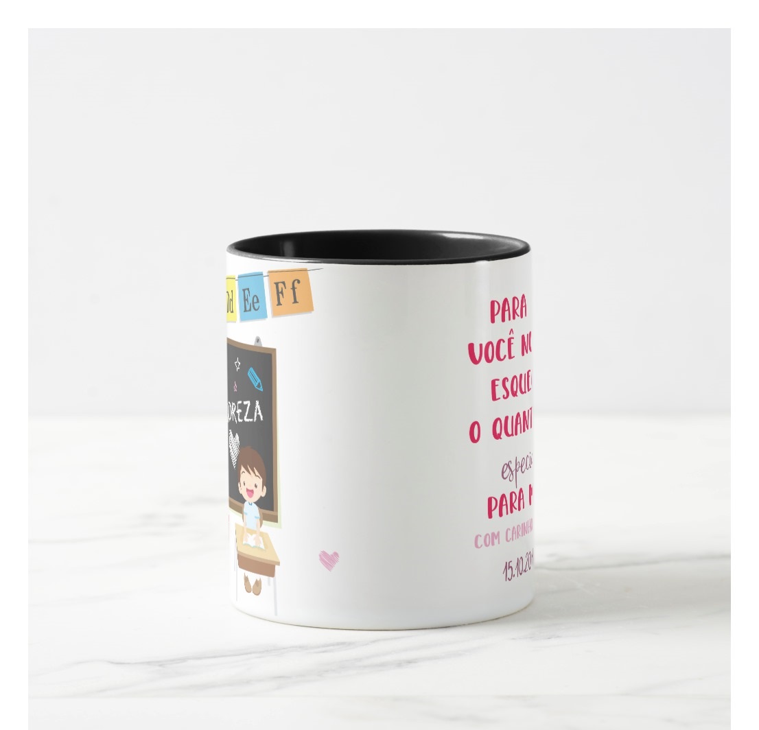 Caneca Personalizada Dia das Professoras com Nome e Mensagem