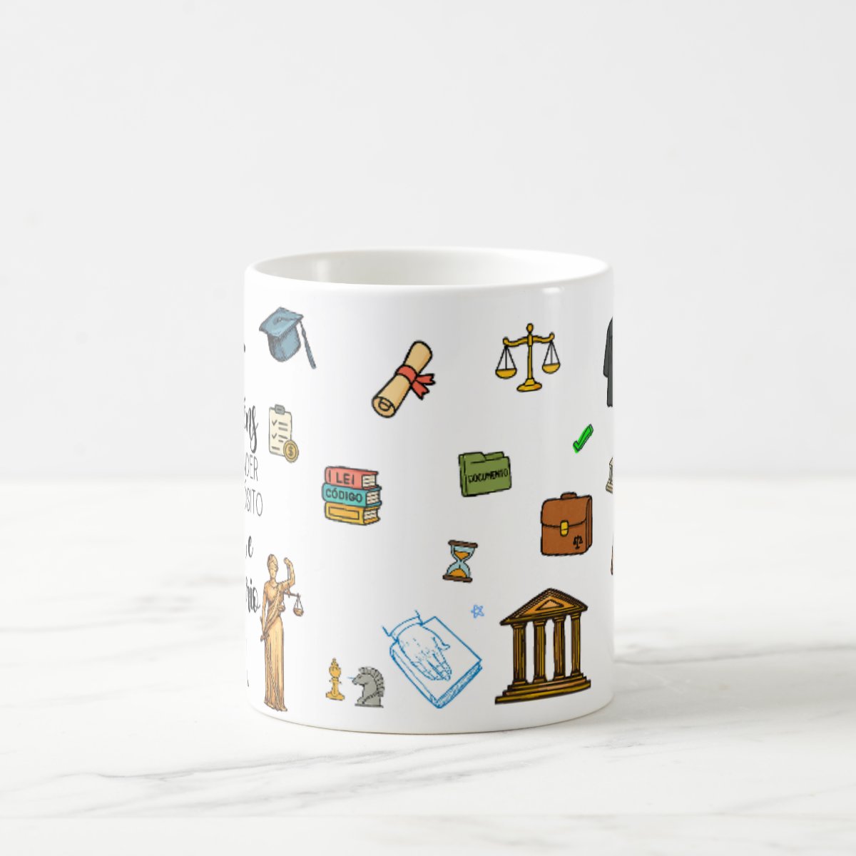Caneca Personalizada Profissão Direito Presente Advogados Branco Nome Personalizado