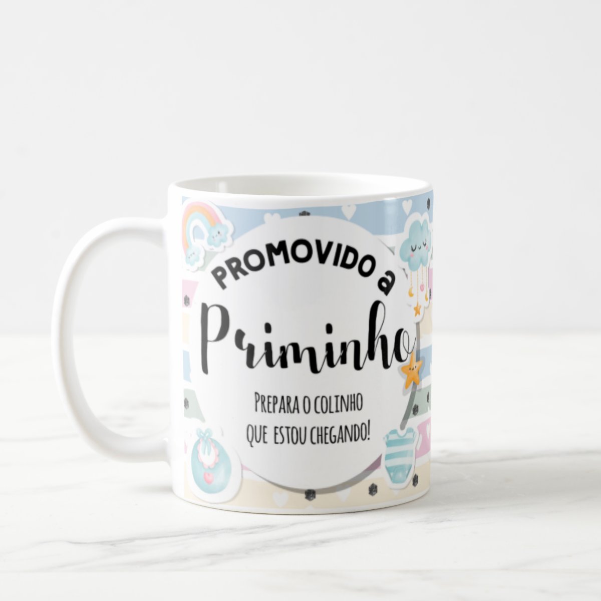 Caneca Presente Gravidez para Primo Priminho Familia Cresceu - Anúncio de Gravidez (Primo(a))