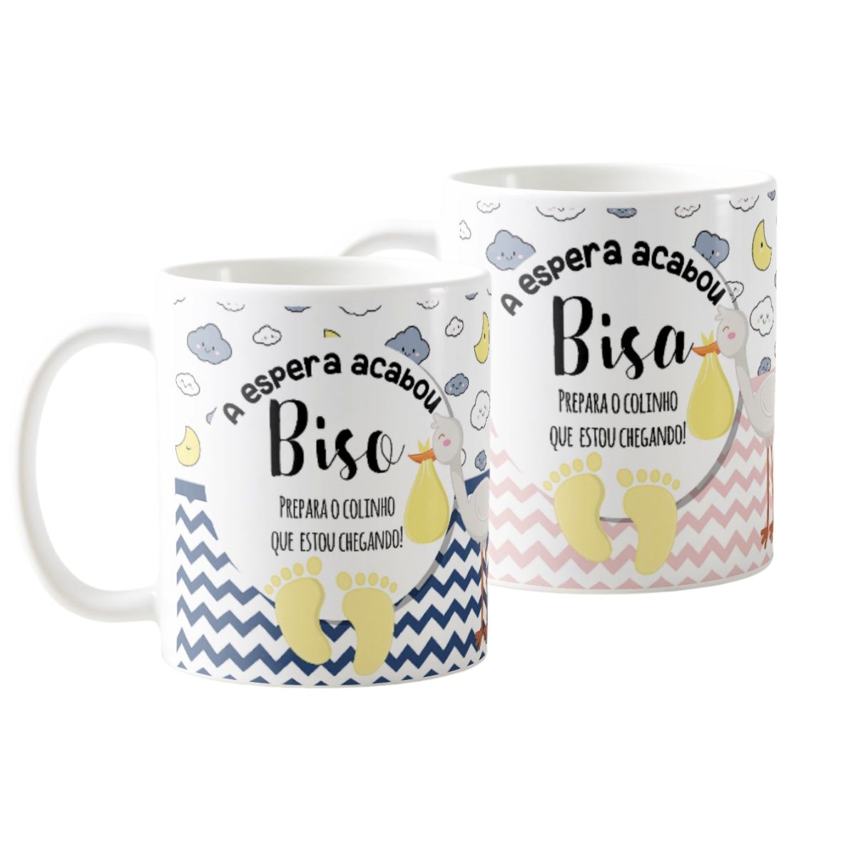 Kit Canecas Gravidez Presente Bisa e Biso Prepara o Colinho - Anúncio de Gravidez (Bisavó e Bisavô)
