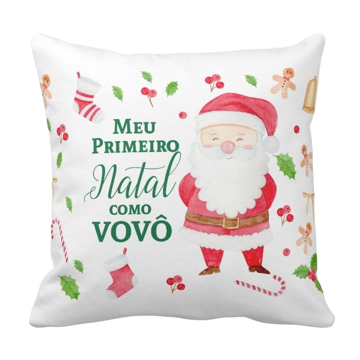 Almofada Decorativa Meu Primeiro Natal Como Avô Vovô - Família (Avó/Avô)