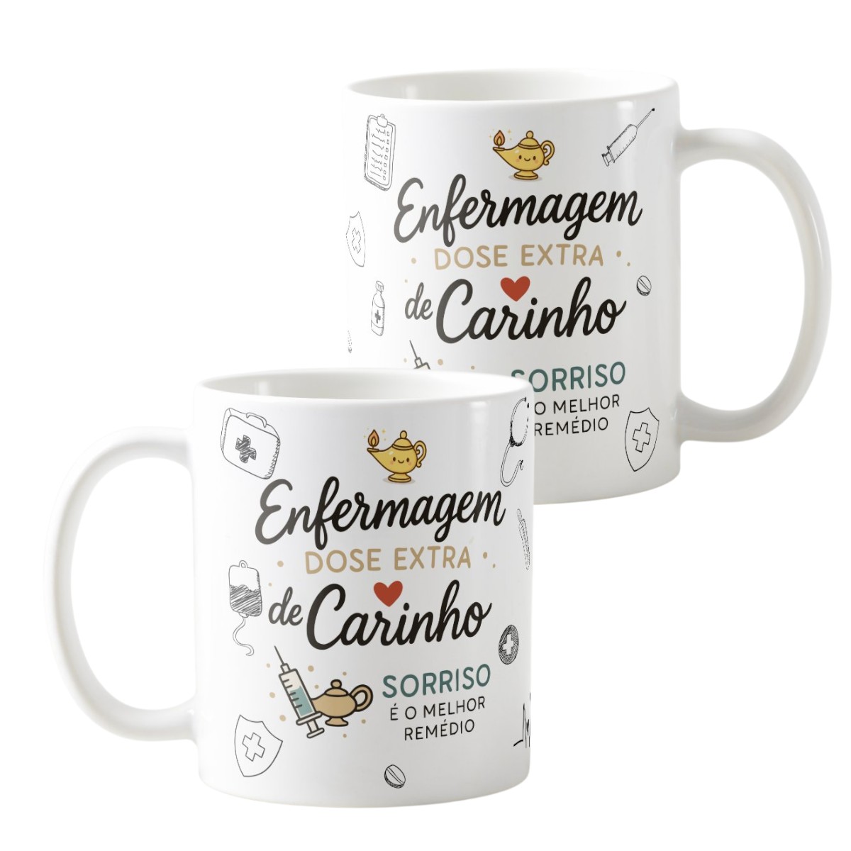 Kit 4 Canecas Enfermeiras Presente Homenagem Dia Enfermeiros Branco Carinho Enfermagem