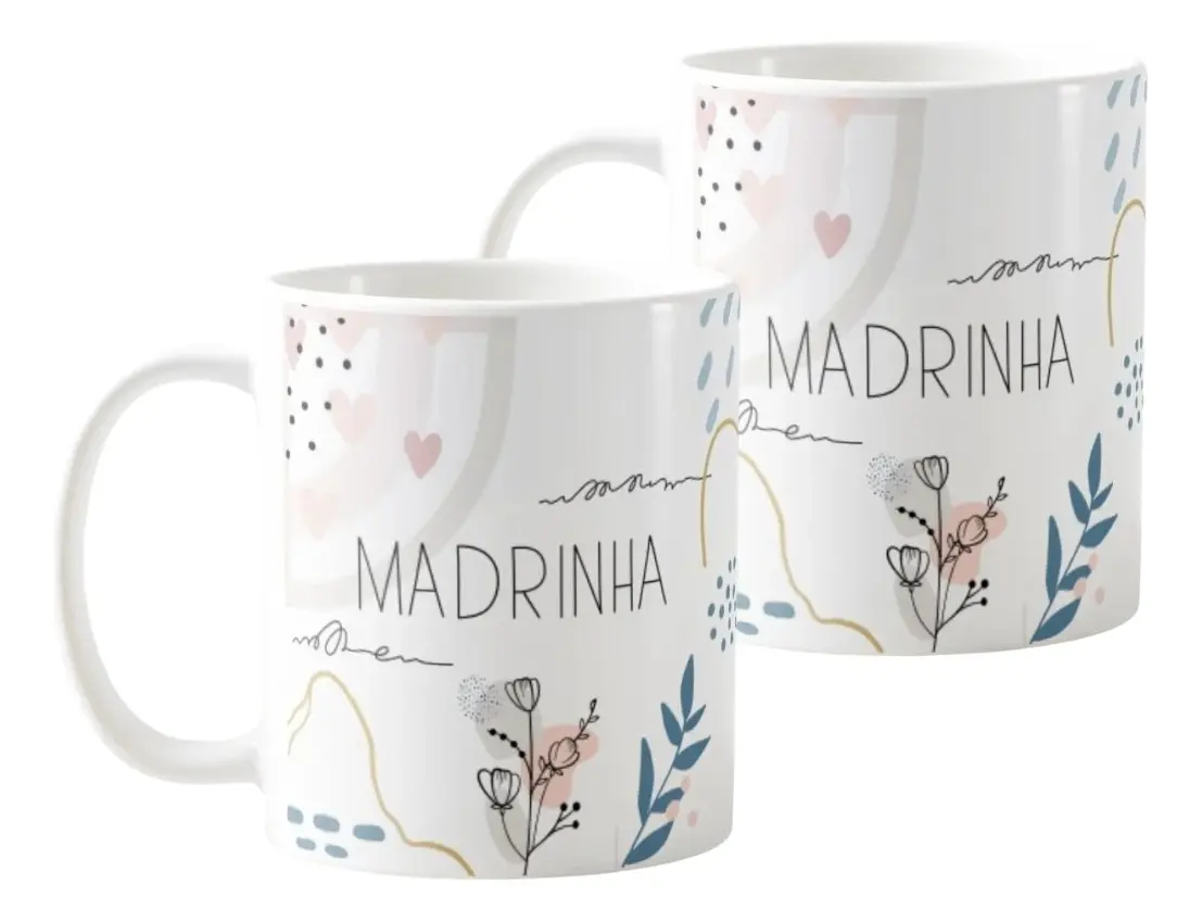 Caneca Presente Para Madrinha Batizado Crisma Casamento Branco Kit 2 Madrinhas Caneca Presente Para Madrinha Batizado Crisma Casamento Branco Kit 2 Madrinhas - Batizado (Madrinha)
