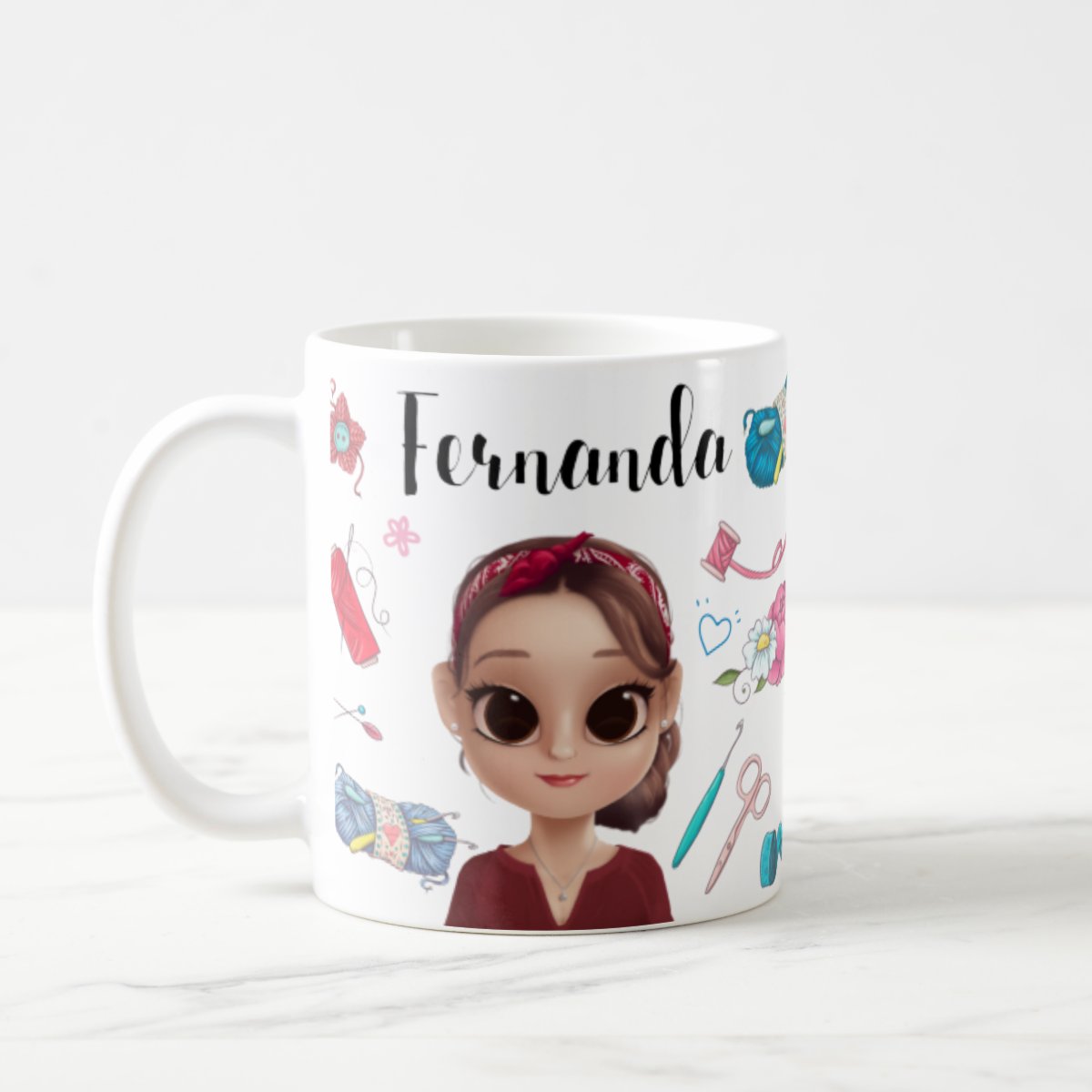 Caneca Artesã Crochê Presente Criativo Mulher Empreededora
