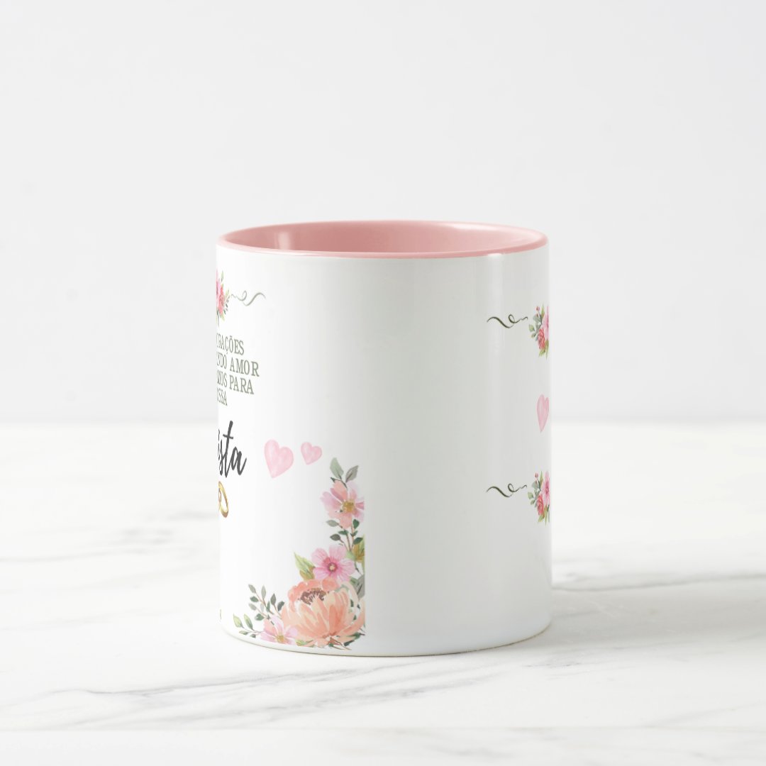 Caneca Personalizada para Convidar Florista de Casamento