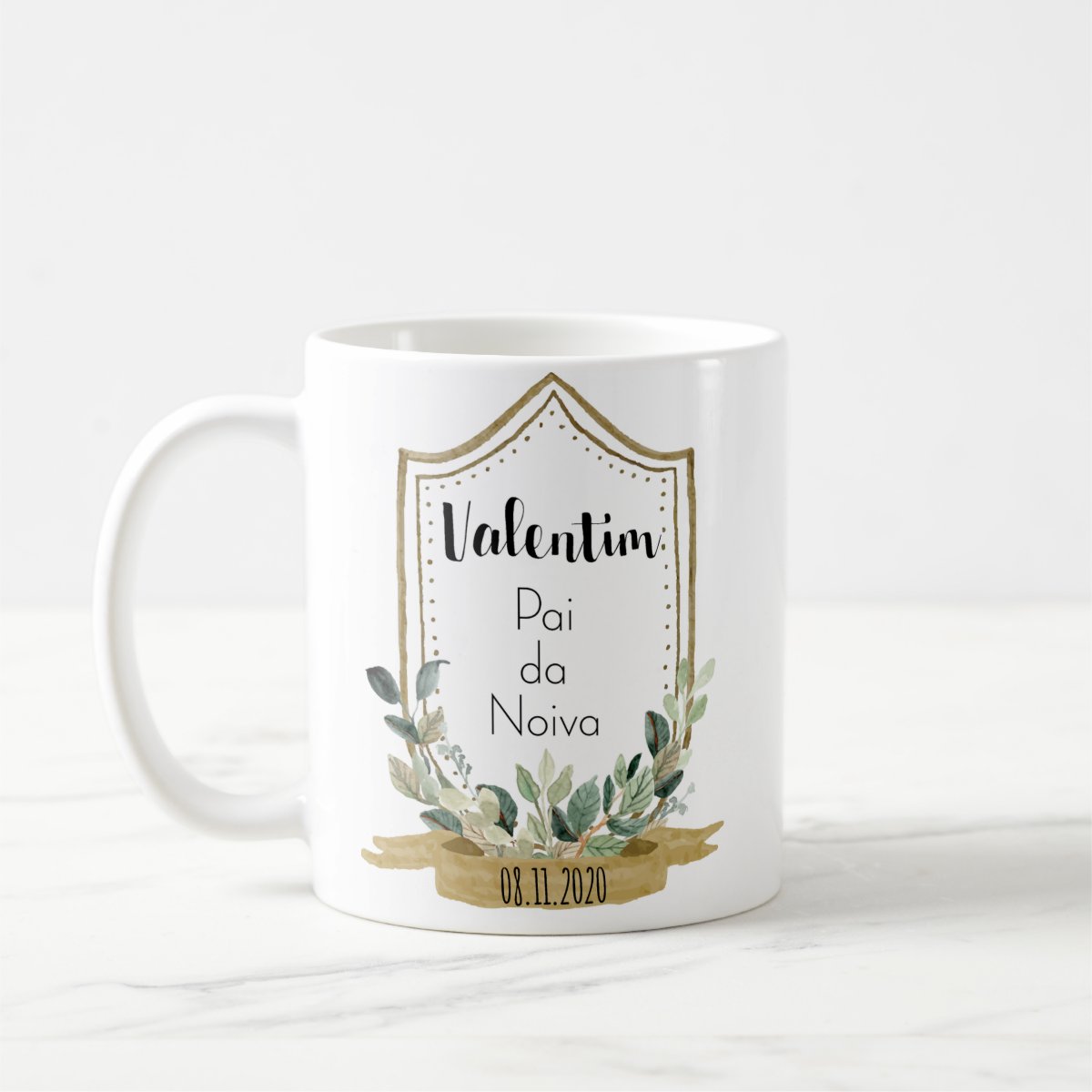 Caneca Personalizada Pai da Noiva Folhagem Botânico