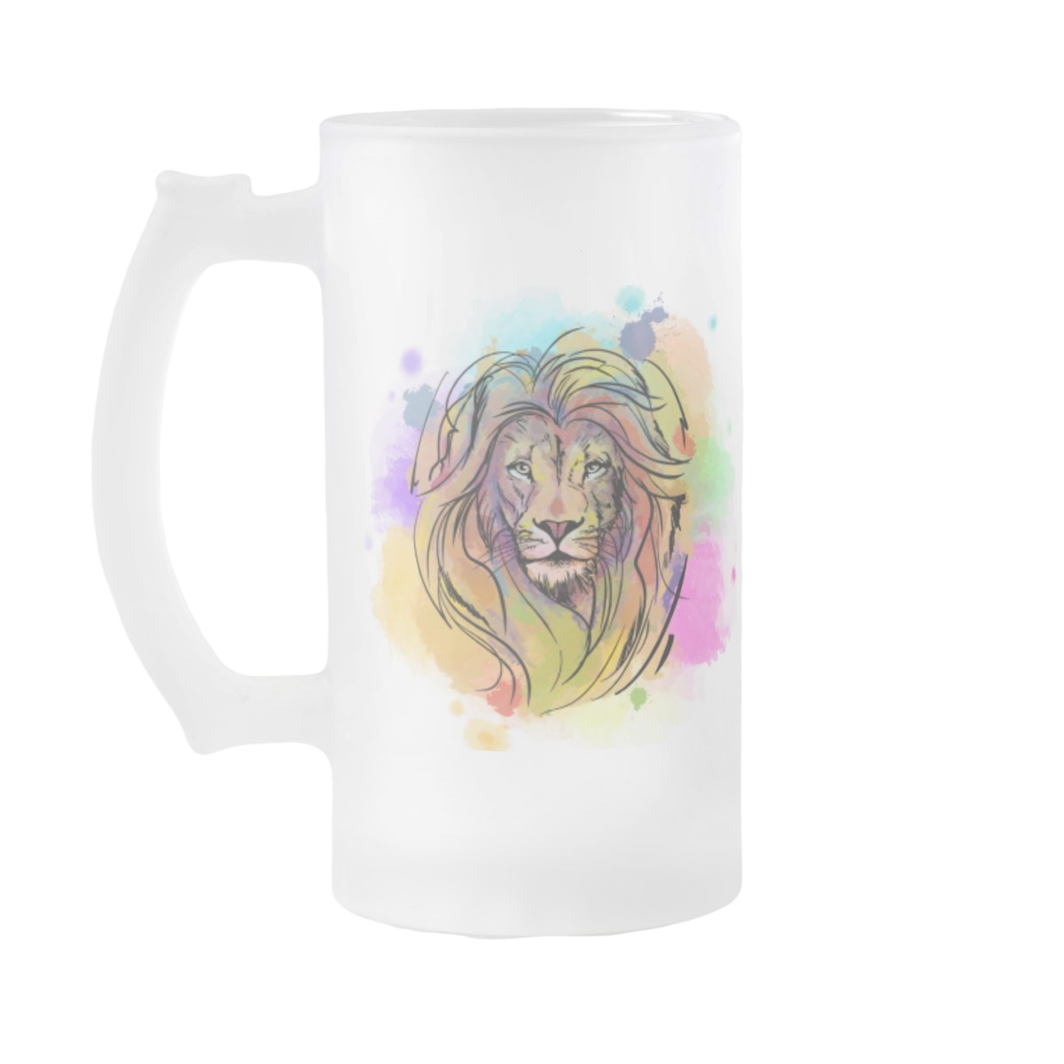 Caneca Vidro Jateado 475ml Personalizado Jesus Leão de Judá
