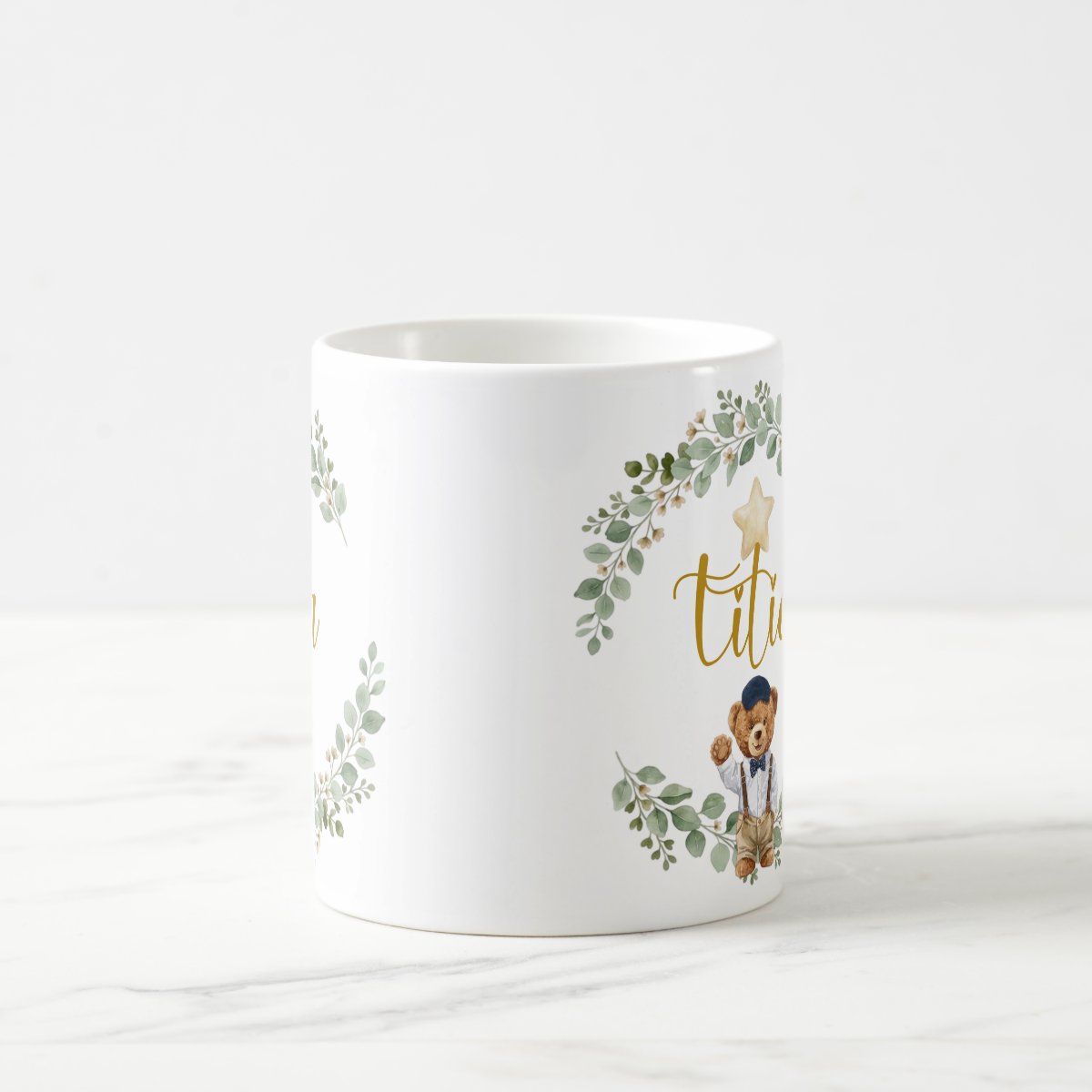 Caneca Titia Urso Príncipe Presente Família Cerâmica