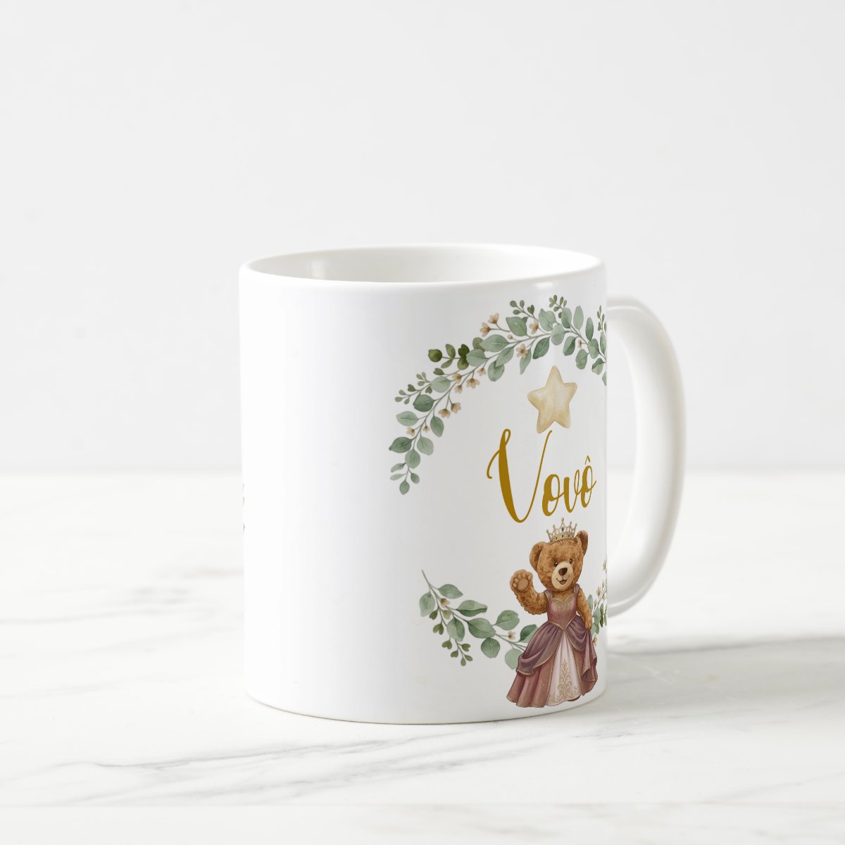 Caneca Ursa Princesa Avô Presente Família Pronta Entrega
