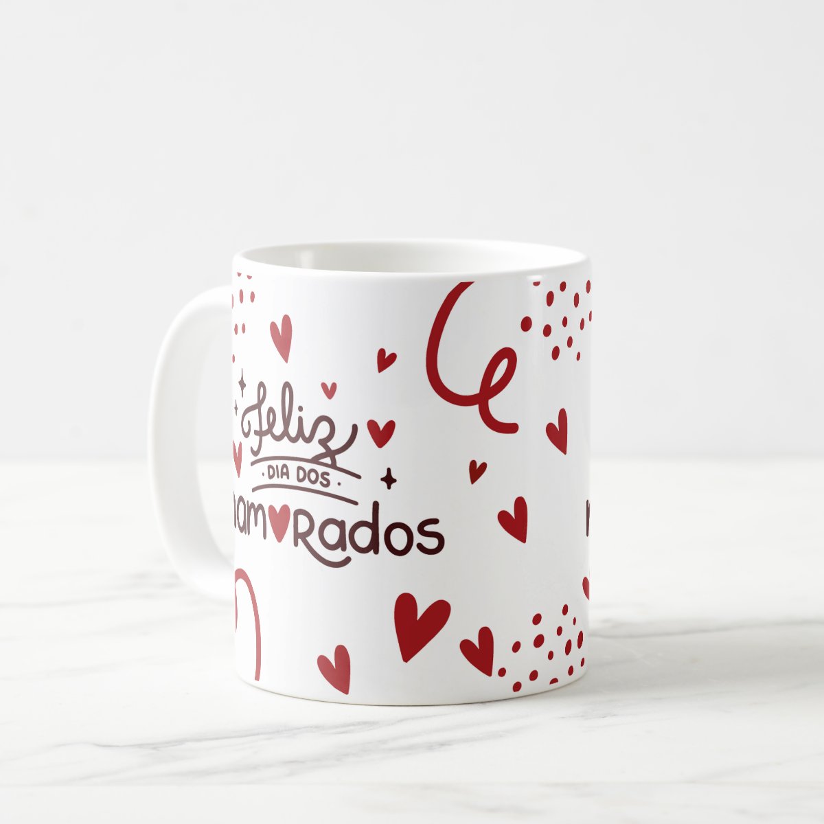 Kit Almofada e Caneca Corações para Casal Dia dos Namorados