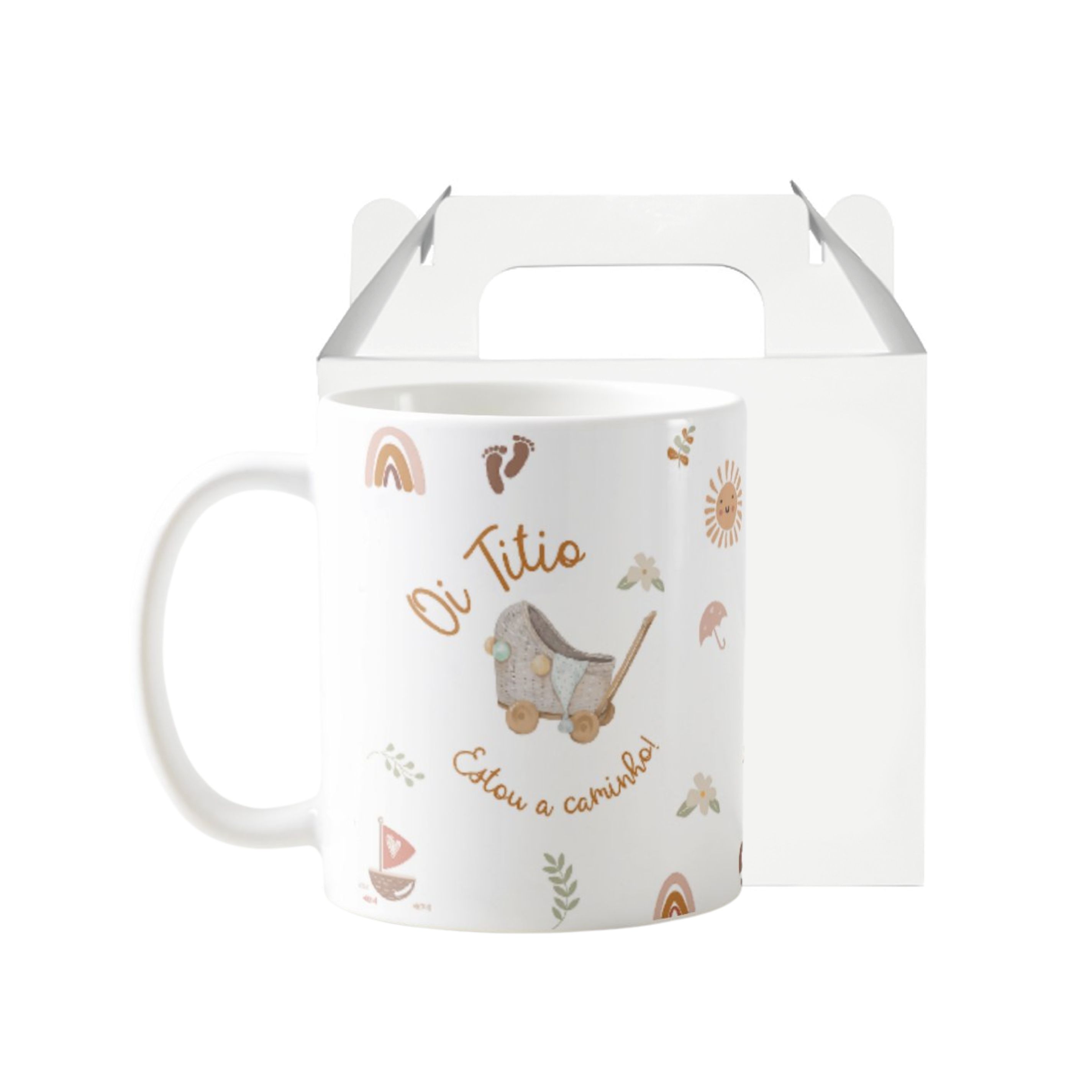 Caneca Presente Revelação Especial Oi Titio Estou a Caminho - Família (Tio(a))