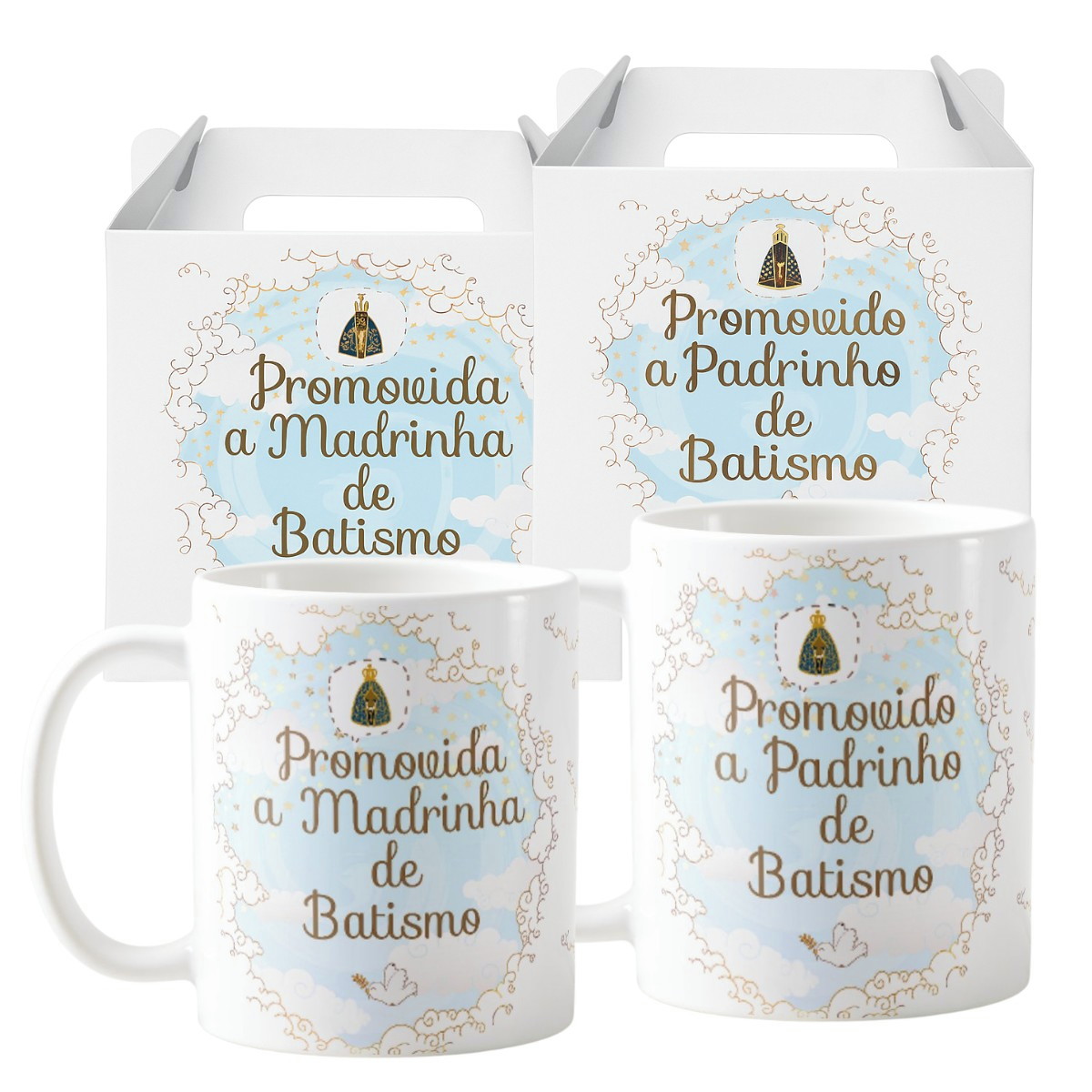 Kit 2 Canecas Personalizadas Padrinhos Batismo 