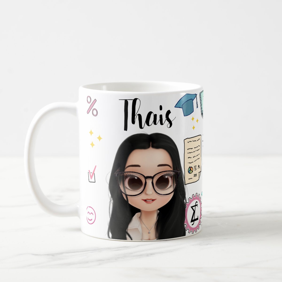 Caneca Estatística Profissão Estatístico com Avatar - Profissões (Estatística)