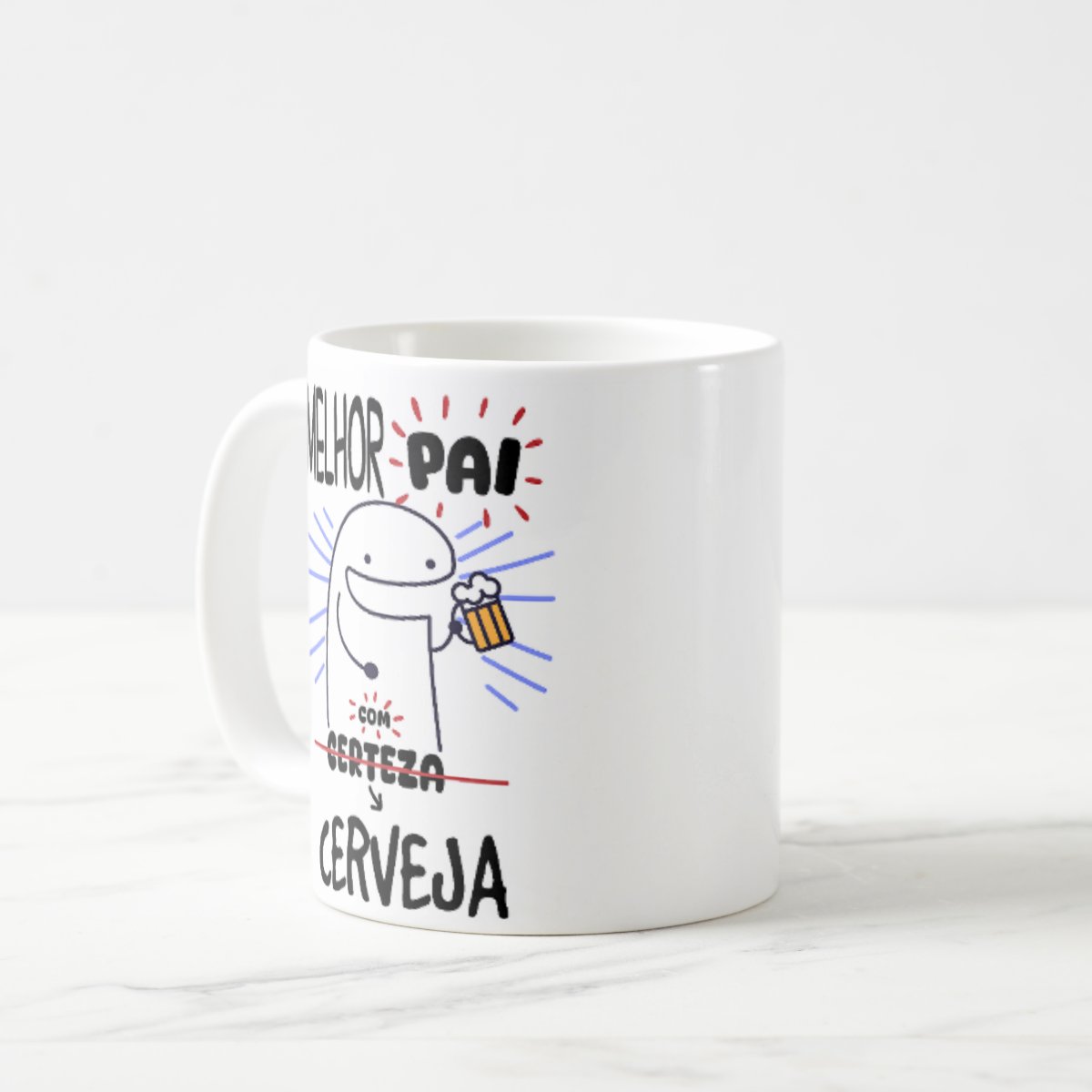 Caneca Personalizada Divertida Paizão Melhor Pai com Cerveja
