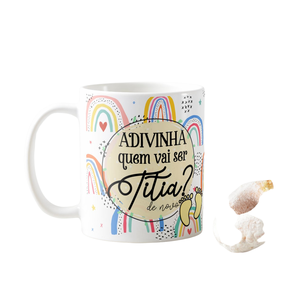 Caneca Presente Contar Nova Gravidez Gestação Familia Tia - Anúncio de Gravidez (Tia)