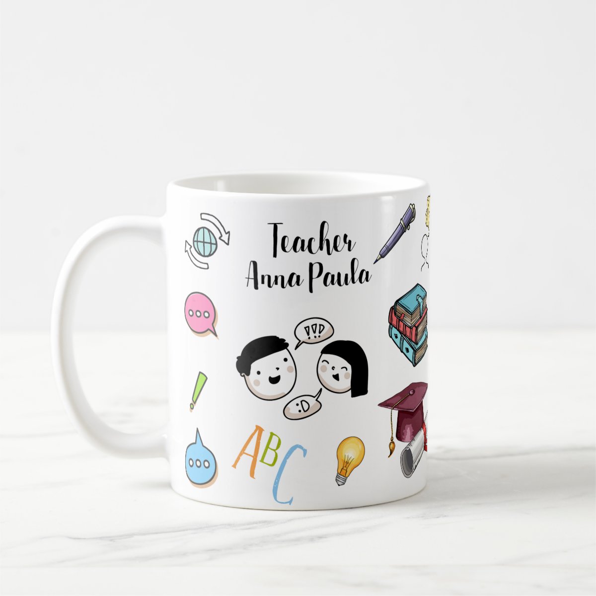 Caneca Personalizada Nome Professora de Inglês Teacher Dia dos Professores