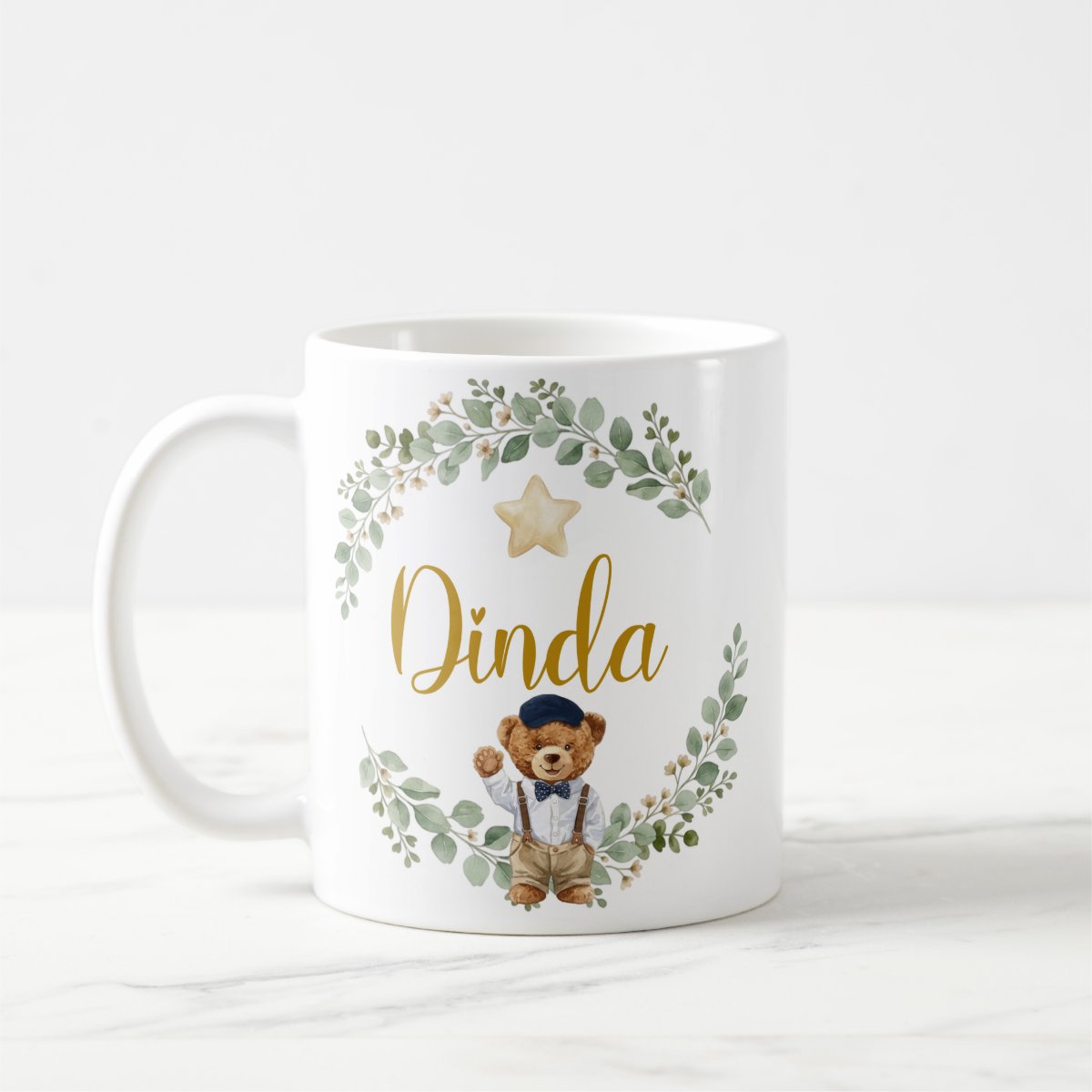 Caneca Dinda Urso Príncipe Pronta Entrega Presente Família
