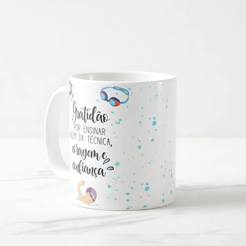 Caneca Personalizada Natação Lembrança Mimo Dia Professor