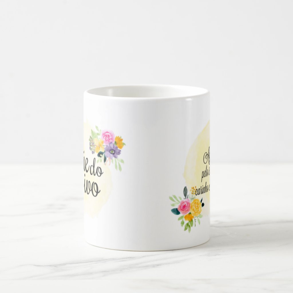 Caneca Casamento Lembrança Mãe Do Noivo Amarelo Claro 325 Ml Do Luz
