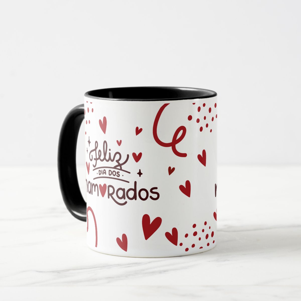 Caneca Personalizada Casal Dia dos Namorados com Corações