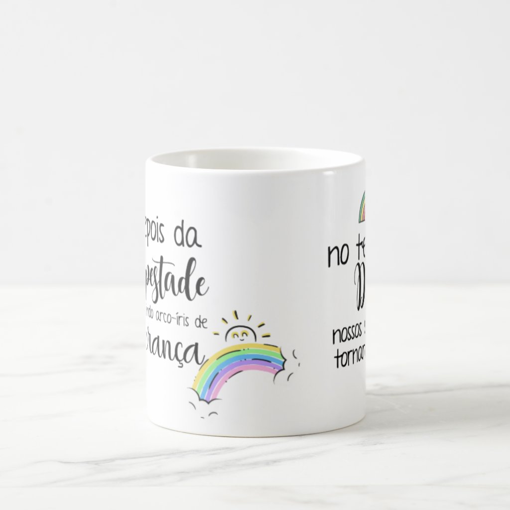 Caneca Personalizada Gravidez Tentante Bebê Arco-íris