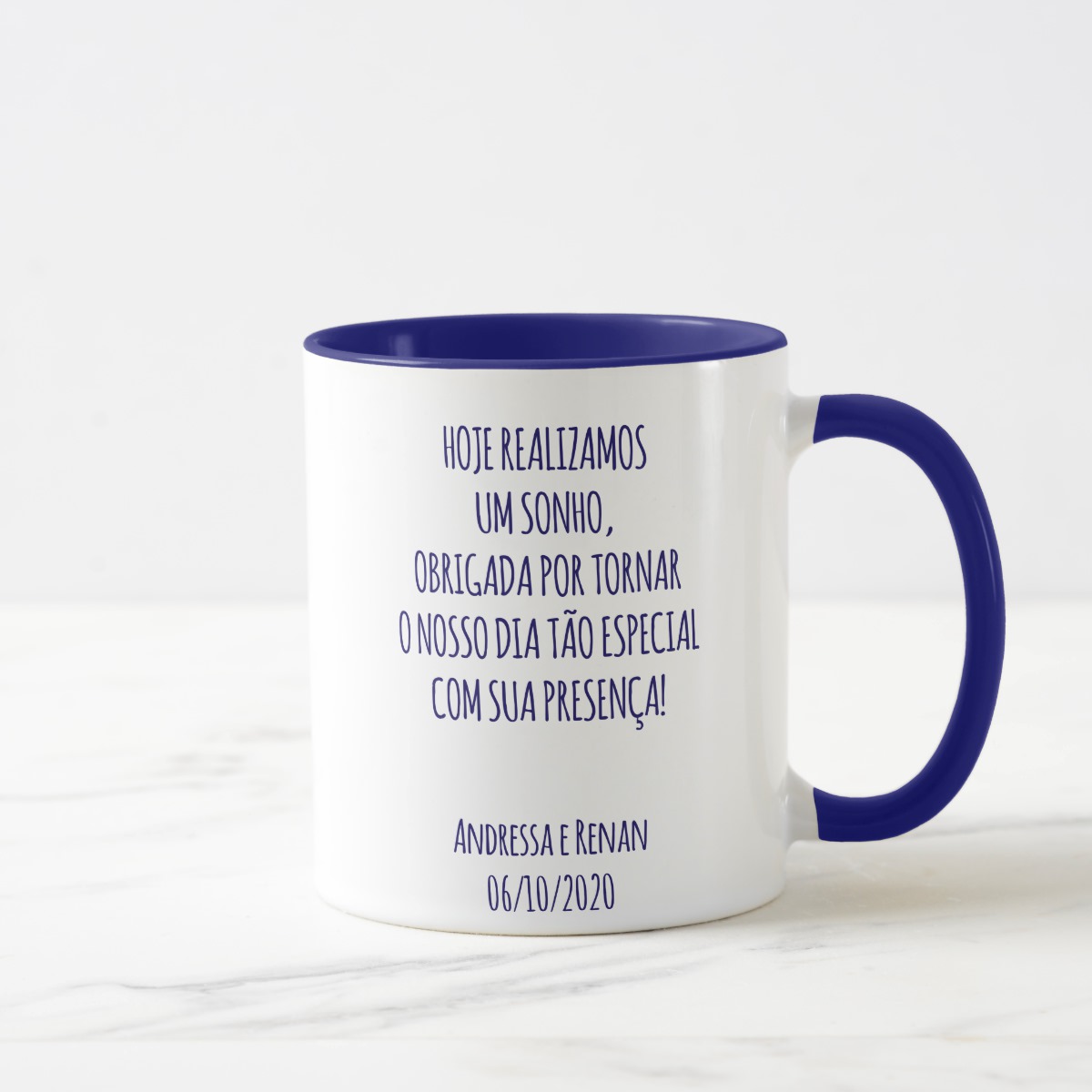 Caneca Casamento Azul Presente Familia Madrinha Avó Mãe