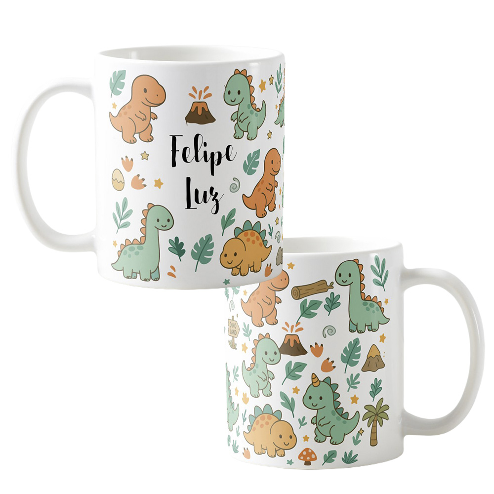Caneca Personalizada com Nome para Crianças Mundo dos Dinossauro - Outros (Infantil)