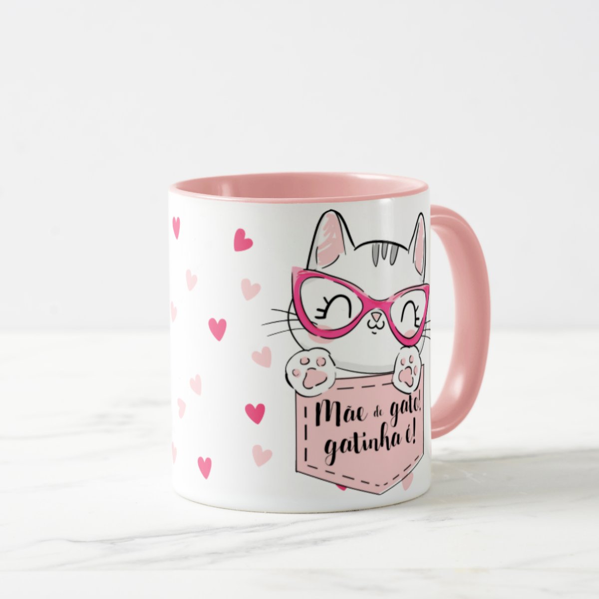 Caneca Rosa Mãe de Gato Gatinha É