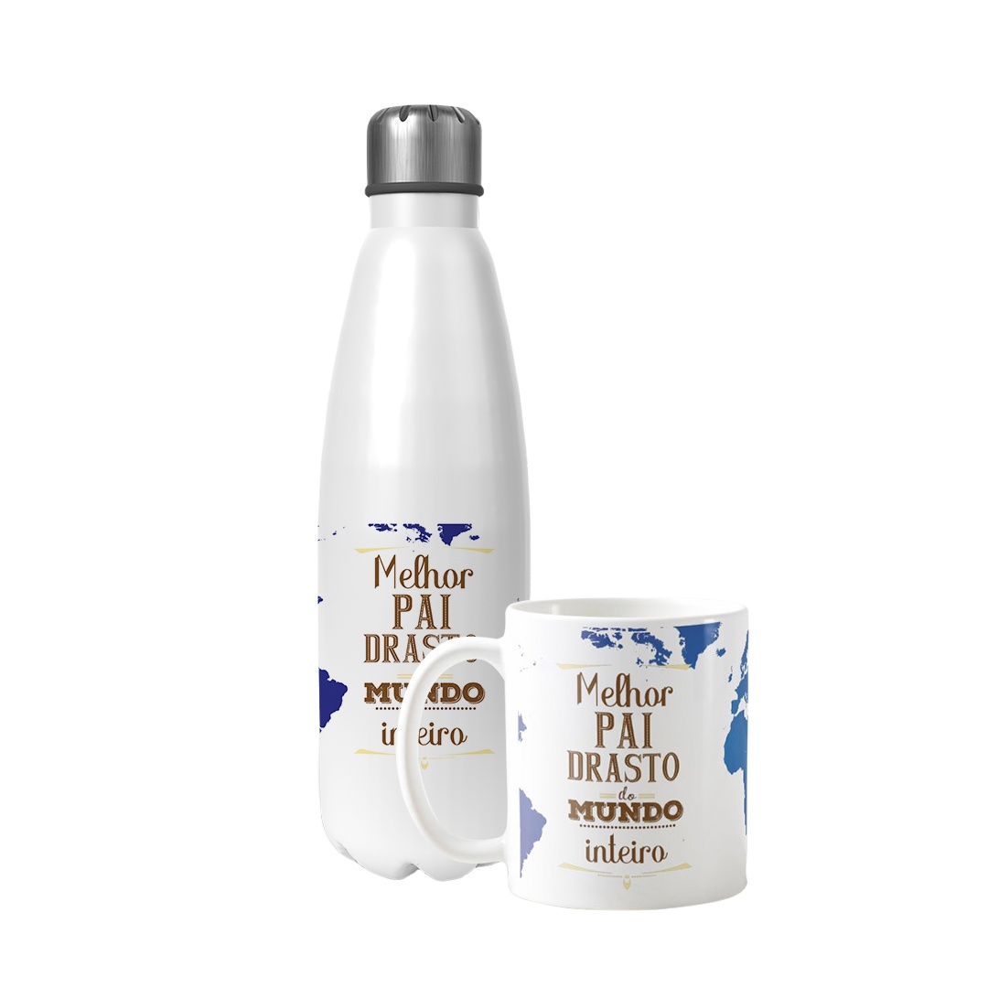 Conjunto Garrafa Térmica e Caneca Padrasto Personalizada - Família (Padrasto)