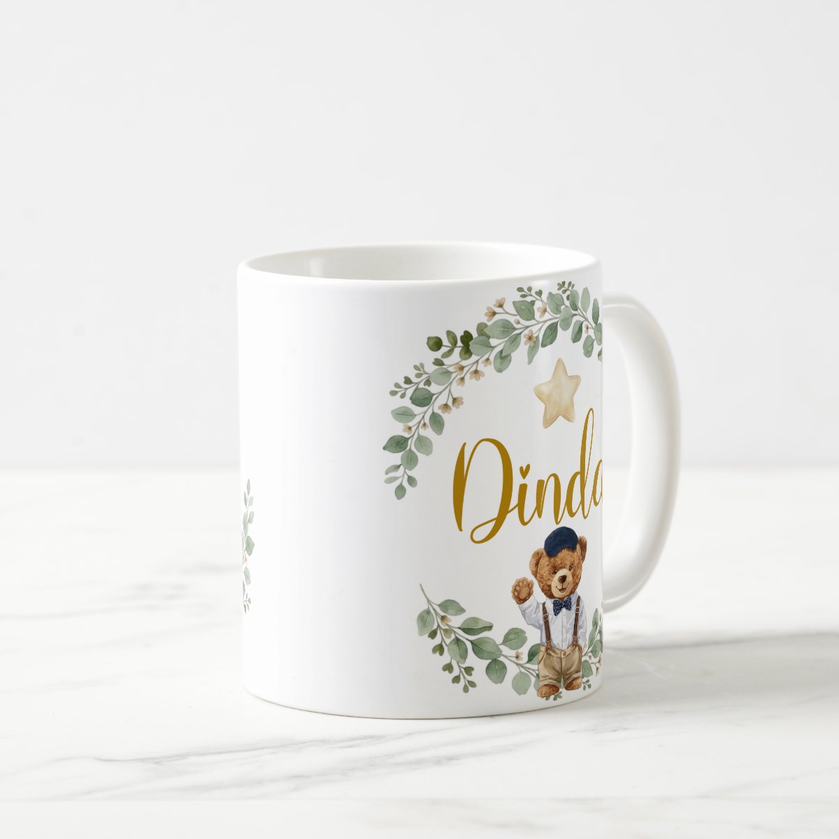 Caneca Dinda Urso Príncipe Pronta Entrega Presente Família