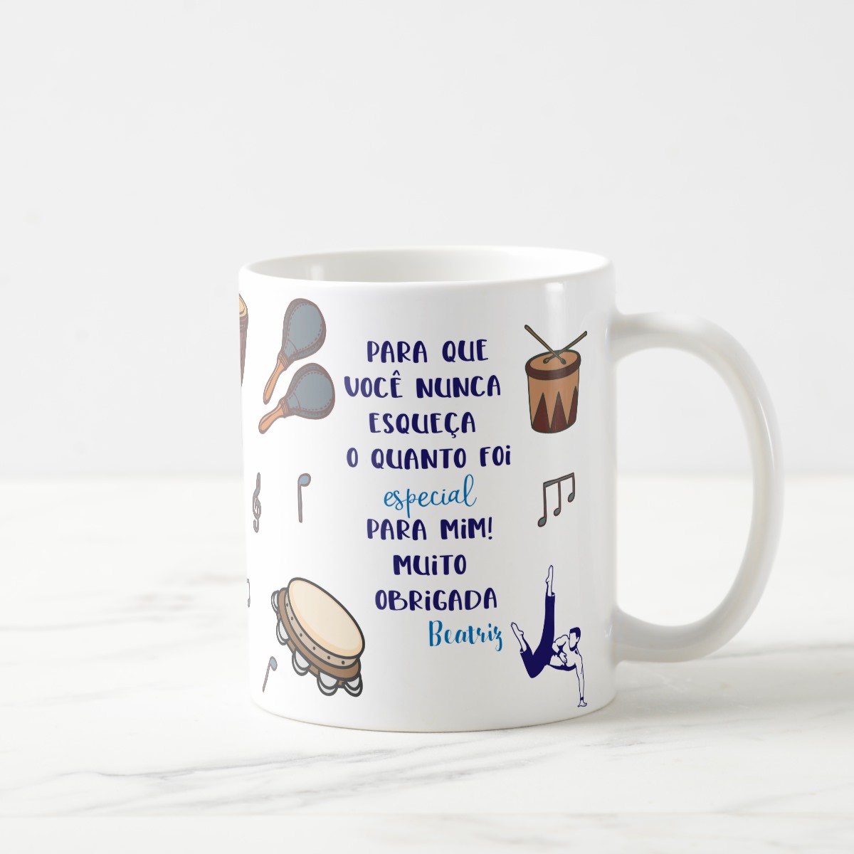 Caneca Presente Professor de Capoeira Nome e Agradecimento