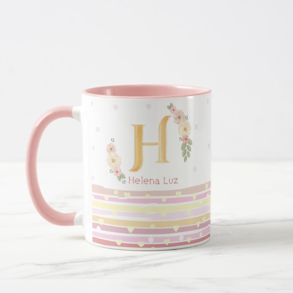 Caneca Feminina Mulher Delicada Inicial Presente Criativo - Família (nome delicado com inicial contorno floral)