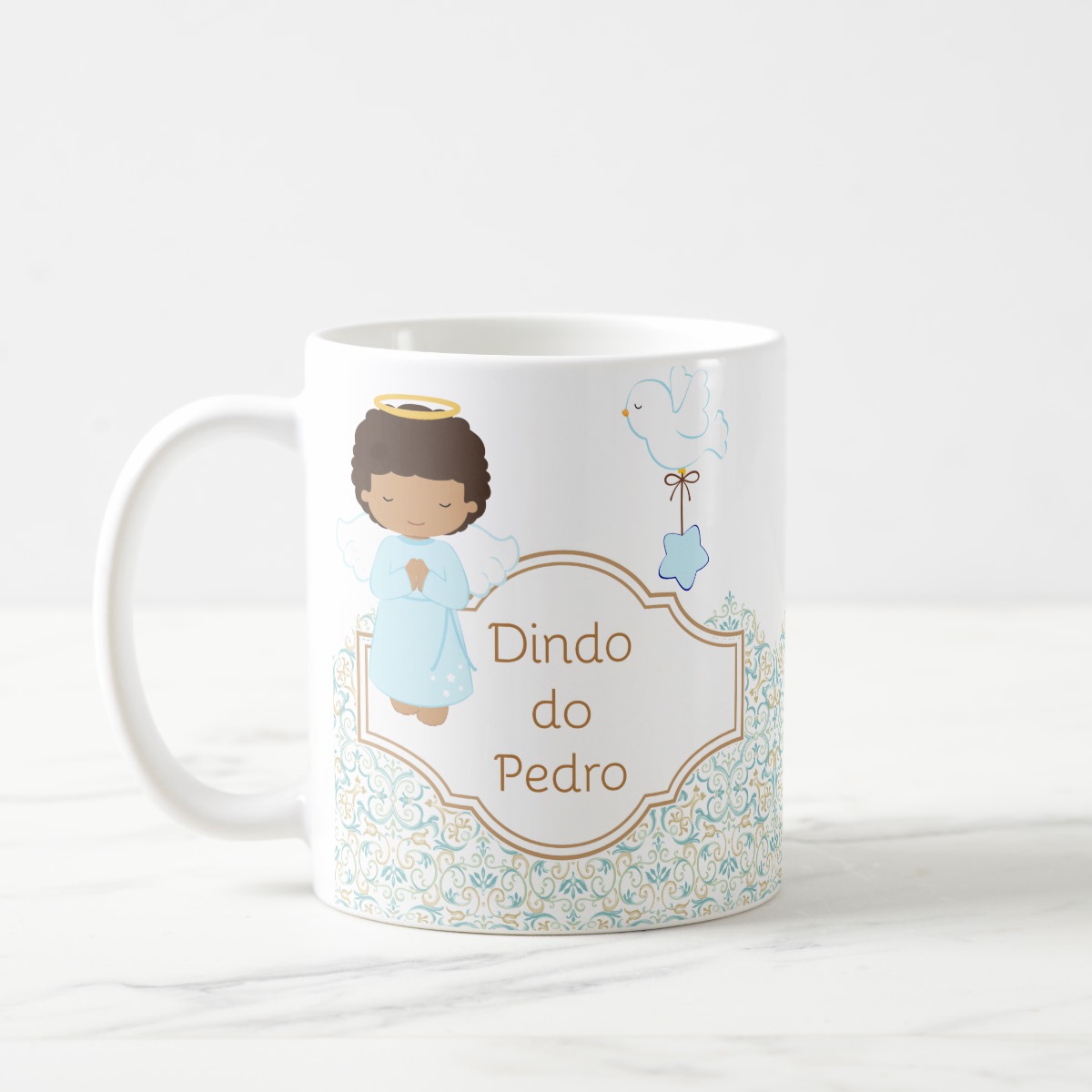 Caneca Padrinho Batizado Presente Oração do Anjo da Guarda