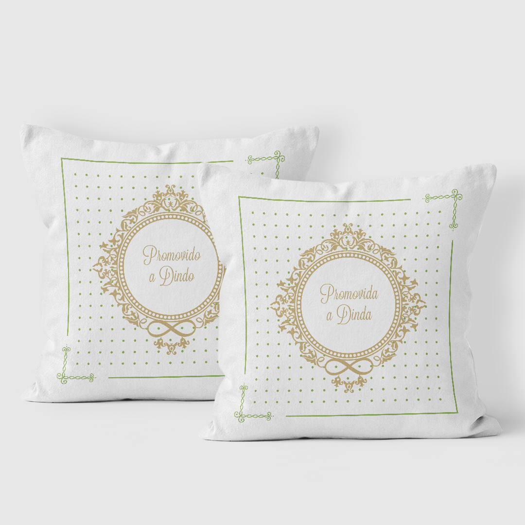 Conjunto 2 Almofadas Batizado Convite para Padrinhos Verde L - Batizado (Padrinho)