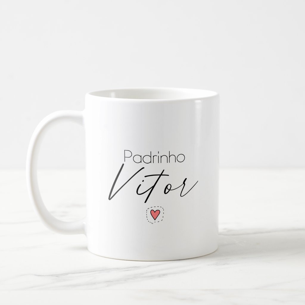 Caneca Minimalista Presente Madrinha Personalizado Com Nome - Batizado (Padrinho)