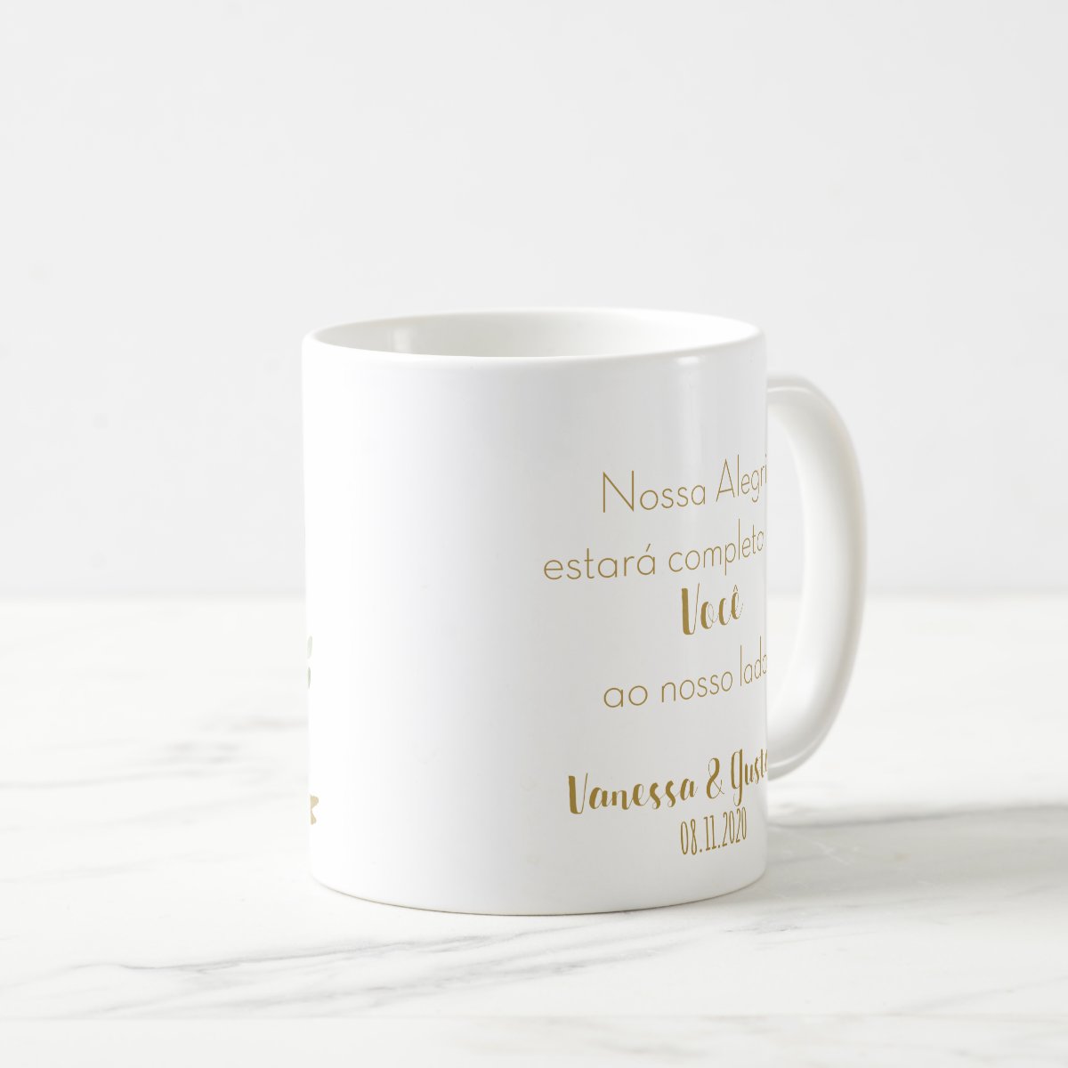 Caneca Personalizada de Casamento Padrinho Folhagem Botânico