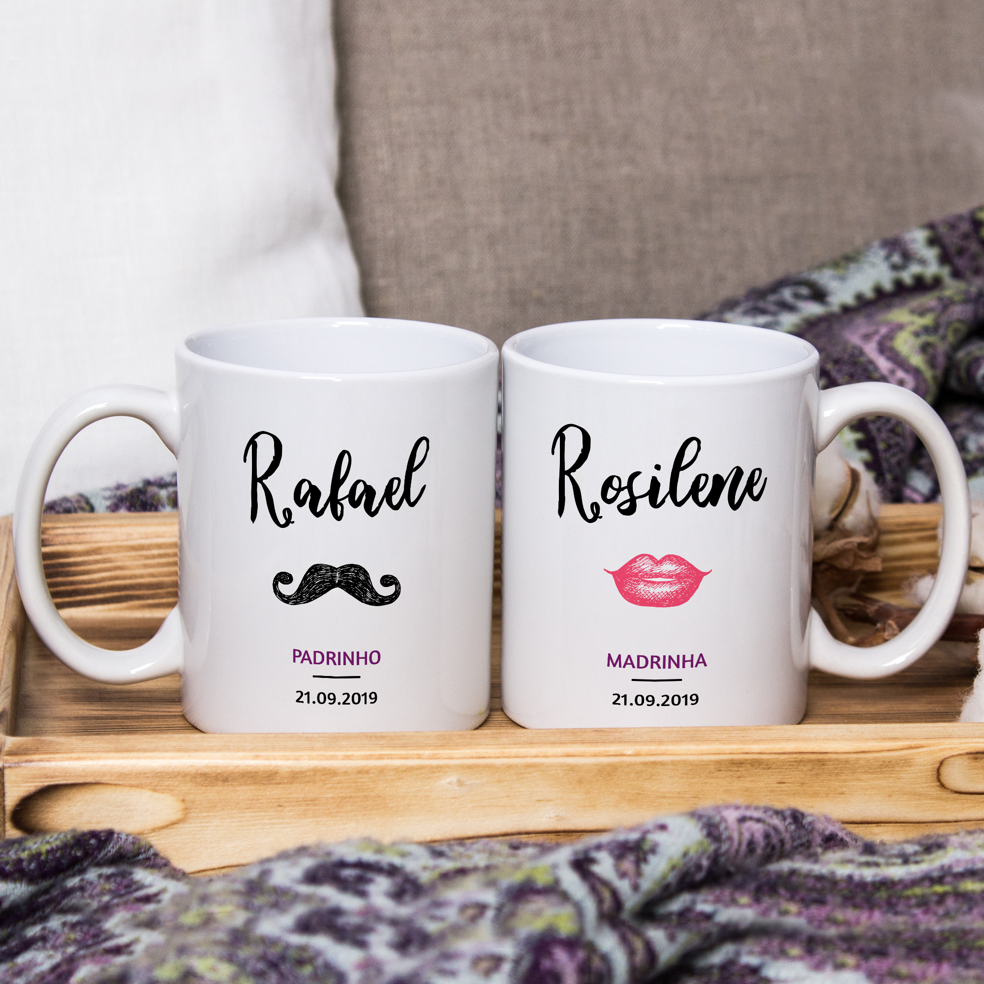 Kit 2 Canecas Personalizadas Lembrança Casamento Padrinhos - Casamento (Padrinhos)
