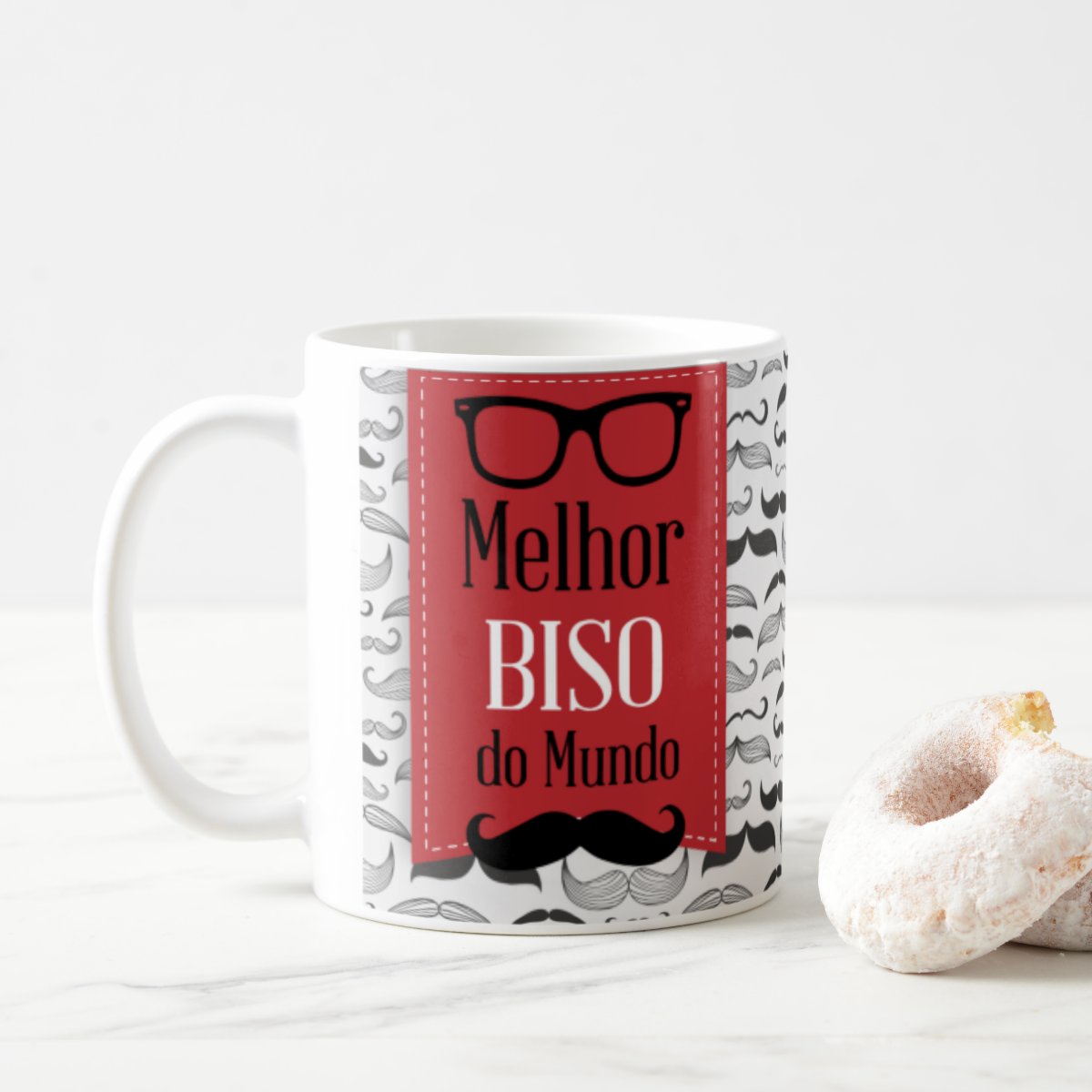 Caneca Presente Criativo Com Frase Melhor Biso Do Mundo - Família (Melhor Biso Do Mundo bigode vermelho)